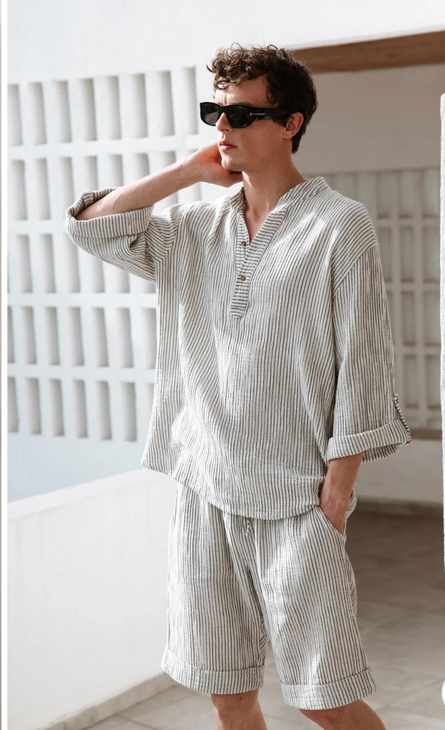 Men’s Striped Linen Shorts